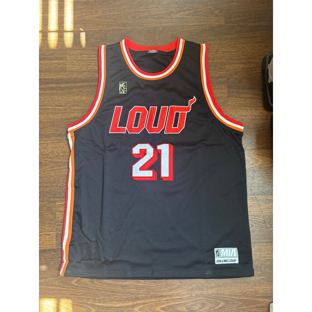 Rolling Loud Miami 2021 Authentic On Court Basketball Jersey Loud 21 Black Large
